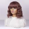 MERISIHAIR Короткий фиолетовый вьющийся парик с челкой, пушистый пастельный парик боб для женщин, без кружева, естественный вид, длина до плеч, на каждый день (Ротанг Фиолетовый)