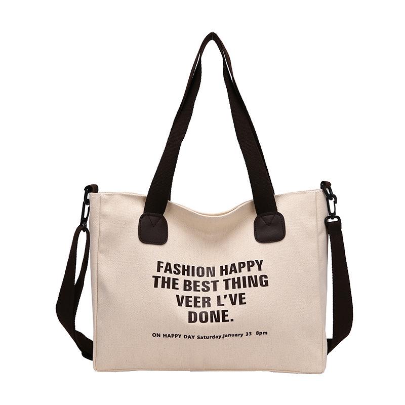 Tote Bag Female Student Large Capacity Canvas Bag Letter Simple Shoulder Messenger Bag Female