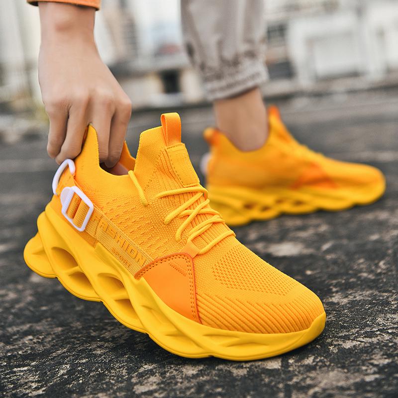 Men Fashion Knitted Running Sports Shoes Breathable Causal Sneakers Light Elastic Outdoor Shoes for Jogging Training