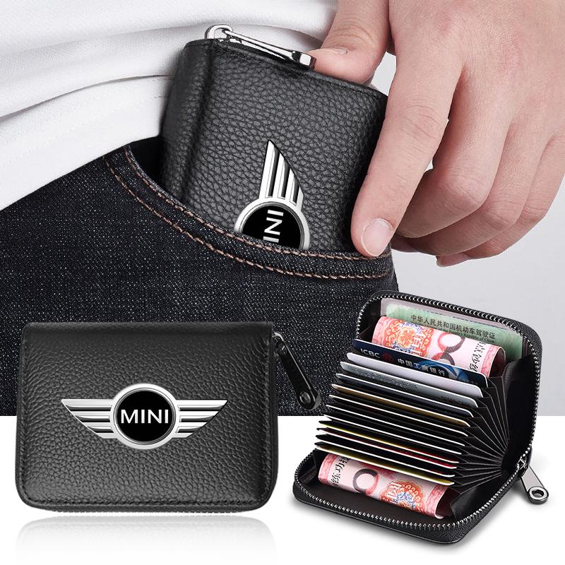 Leather Car Driver's License ID Card Bank Card Wallet Car Styling For BMW Mini Cooper F54 F55 F56 R56 R60 SONE Roadster Clubman Coupe
