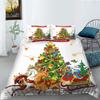 3D Christmas Bedding Holiday Decoration Quilt Cover Pillowcase 2 or 3 Double Bed Single Bed Full Size Soft Washable Zipper Home Decoration