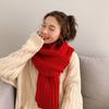 Women Scarf Knitted Solid Color Plain Thickened Soft Keep Warm Comfortable Autumn Winter Adults Long Scarf Shawl for Outdoor