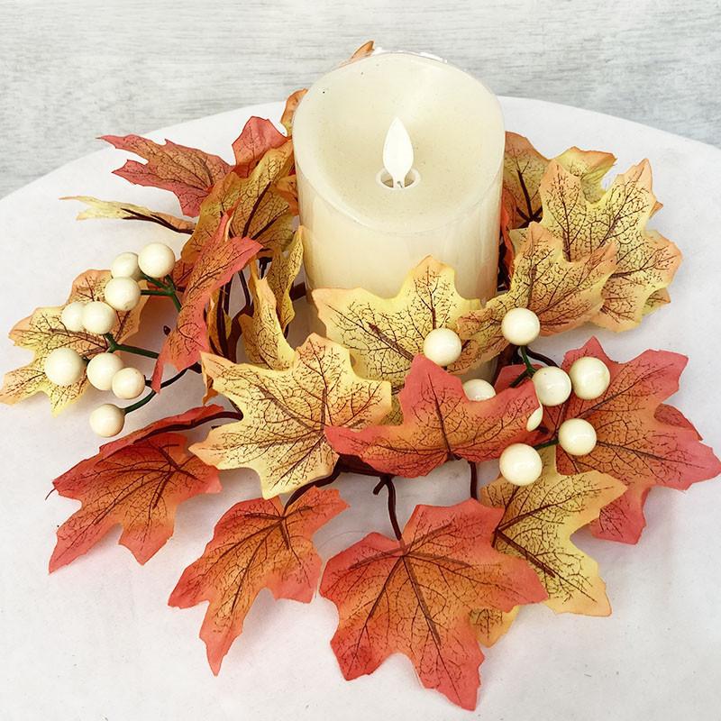 Американский Праздник Урожая Венок из Кленовых Листьев Подвеска Подсолнух Тыква Ягода Осенний Свечной Венок Украшение Обеденного Стола