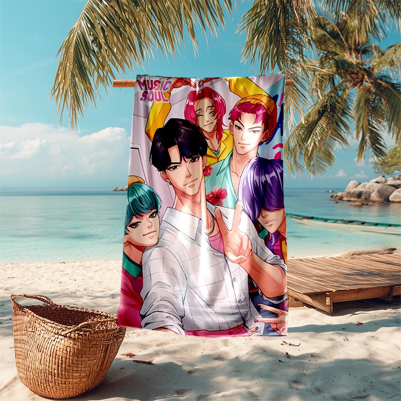 Beach Towel with K-Pop Demon Hunters Pattern - soft,absorbent,machine washable Lightweight&Modern,swimming,Travel Essentials