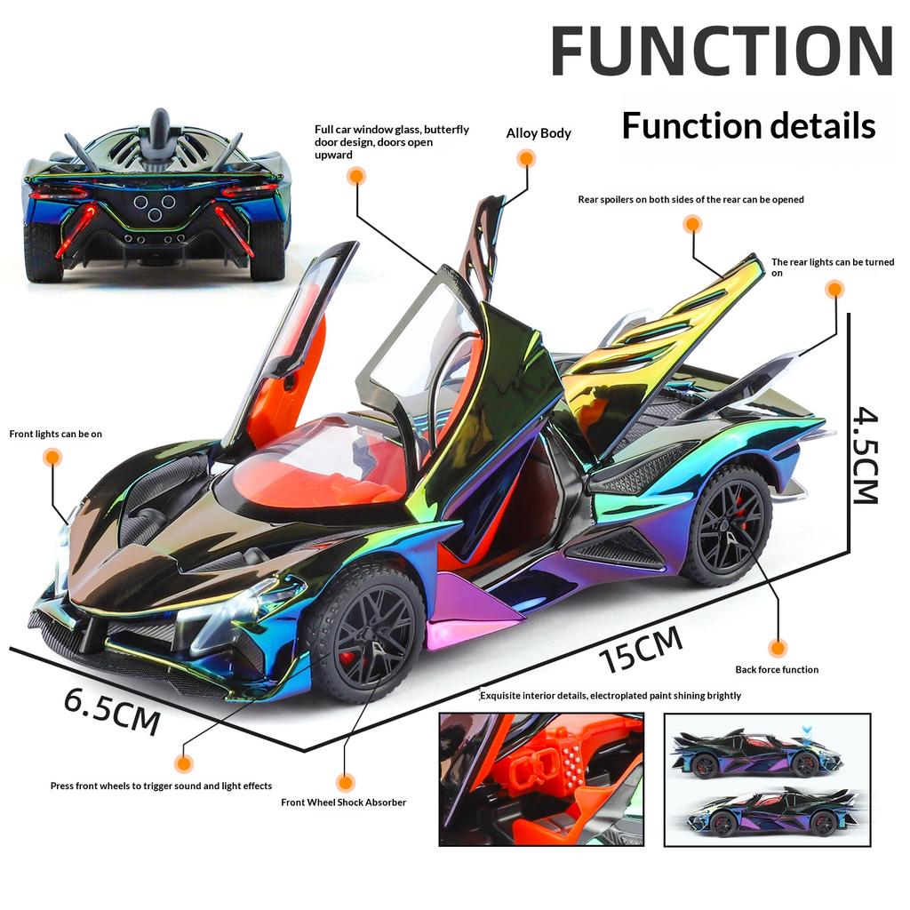 Симуляция 1/32 Apollo EVO Гальванизированная Сплавная Модель Автомобиля Разноцветные Спортивные Автомобили Украшения Звук и Свет Оттяжка Детские Игрушки