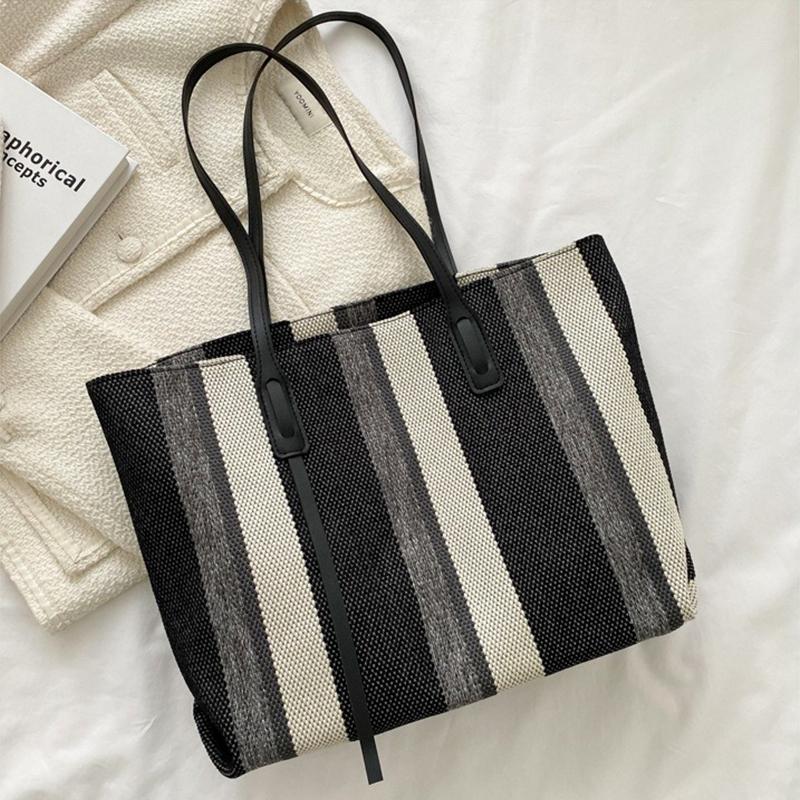 Сумка на плечо большой емкости для женщин, модная сумка в полоску, сумка для покупок, женская повседневная сумка-тоут