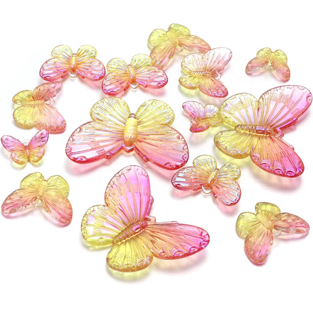 10-40pcs/lot Butterfly Acrylic Beads Gradient Color Loose Beads For Jewelry Making DIY Phone Case Handmade Gifts Accessories