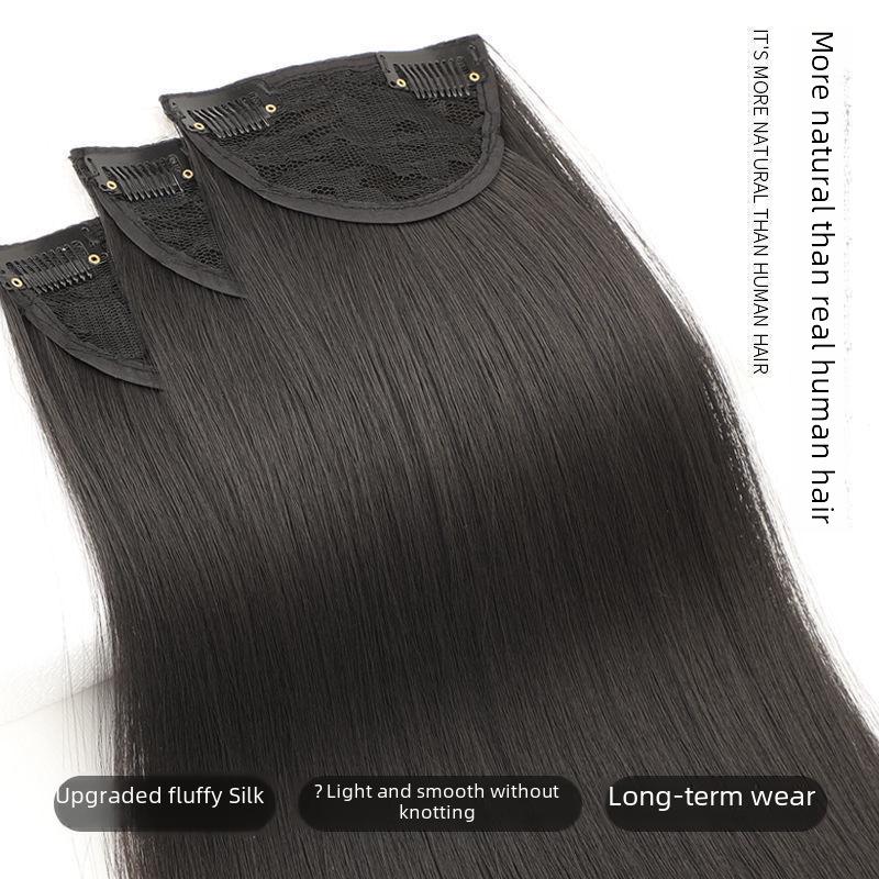 Women's Long Straight Seamless Hair Extensions - Three-Piece Invisible Wig Patch