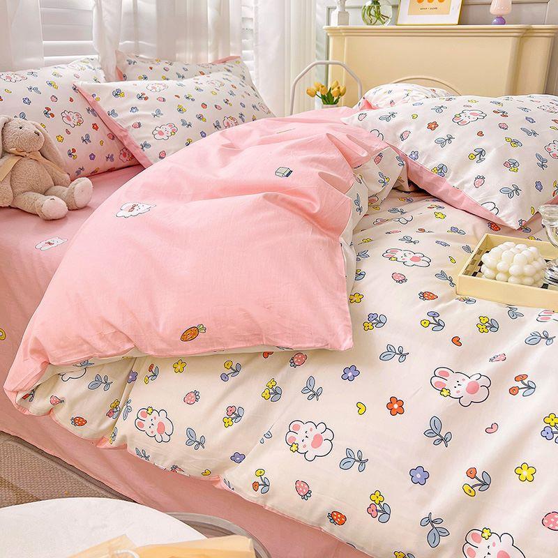 Cotton Four-piece Set Small Floral Ins Style Pure Cotton Quilt Cover Sheet Bed Three-piece Fitted Sheet Set