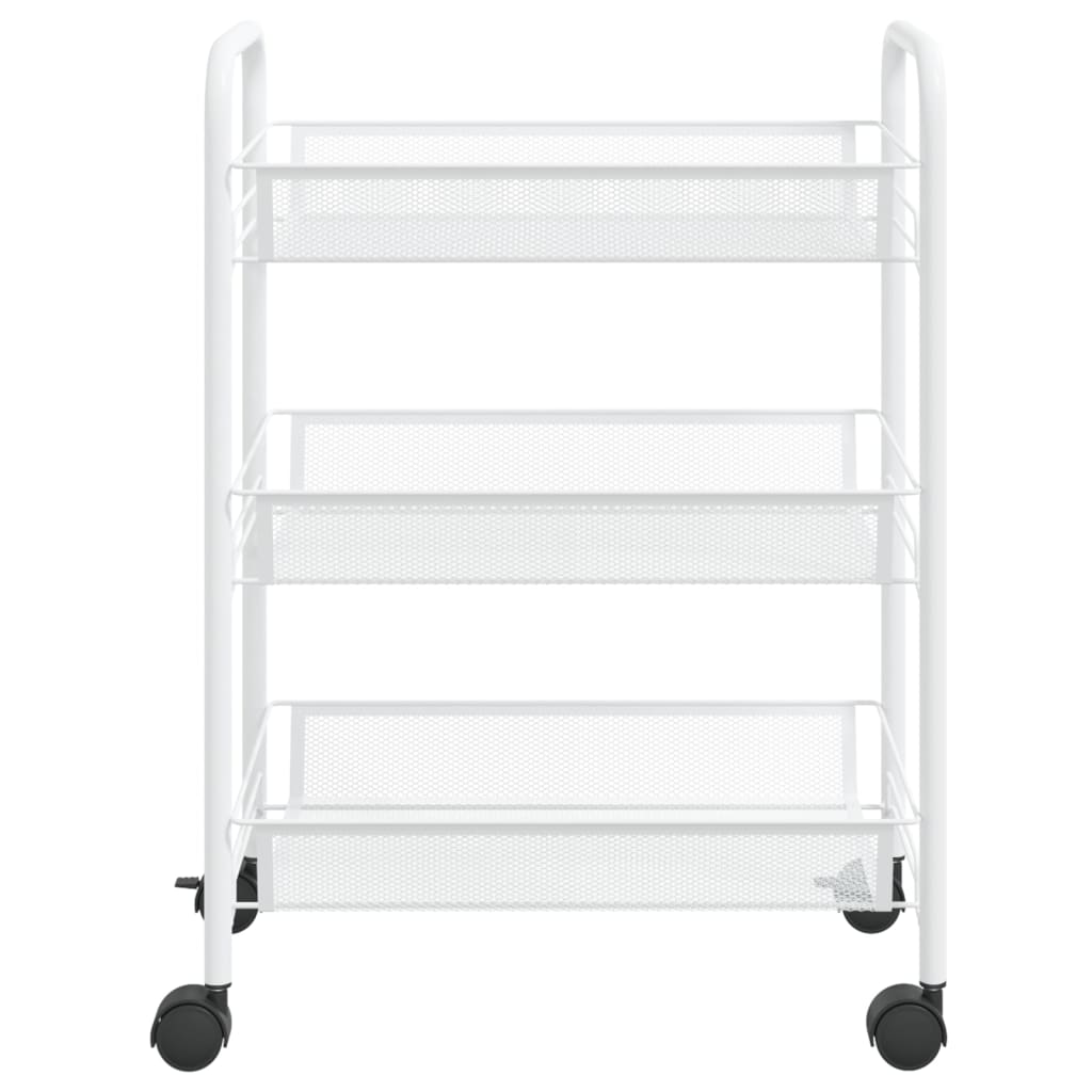 Kitchen Trolley 3 Tier White 46 x 26 x 64 cm Iron