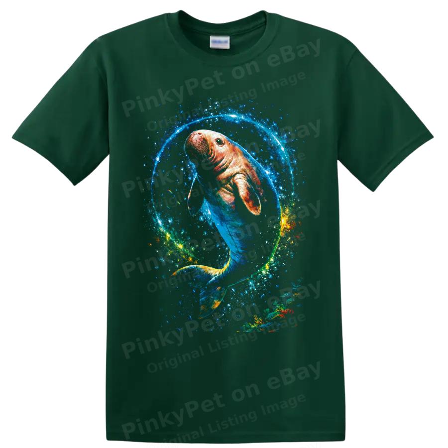 Manatee T Shirt Colorful Ocean Wildlife Art Aquatic Animal Nature Graphic Tee