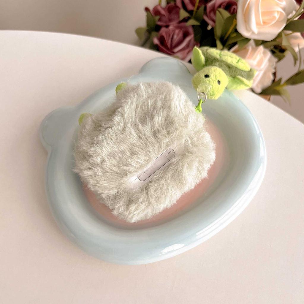 Мультяшный зеленый плюшевый чехол для наушников-черепахи для apple airpods pro2nd pro 3 1 2, милый кулон, защита для волос, fundas, зарядный бокс