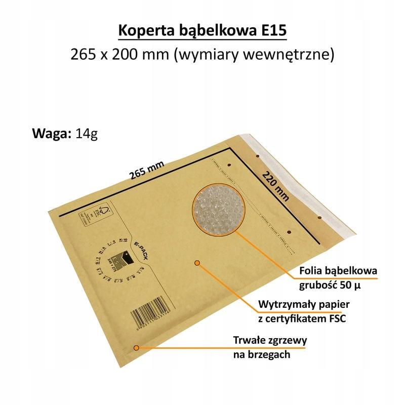 Koperta Bąbelkowa E15 Brązowa X10Szt