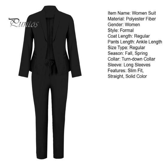 2 шт./комплект женский деловой пиджак брюки комплект с длинными рукавами приталенный кардиган с лацканами средней длины куртка эластичный пояс узкие брюки формальный деловой дорожный
