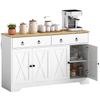Buffet Storage Cabinet Kitchen Cupboard Country Style 2 Drawers And 2 Cupboards Shelves With Adjustable Heights White