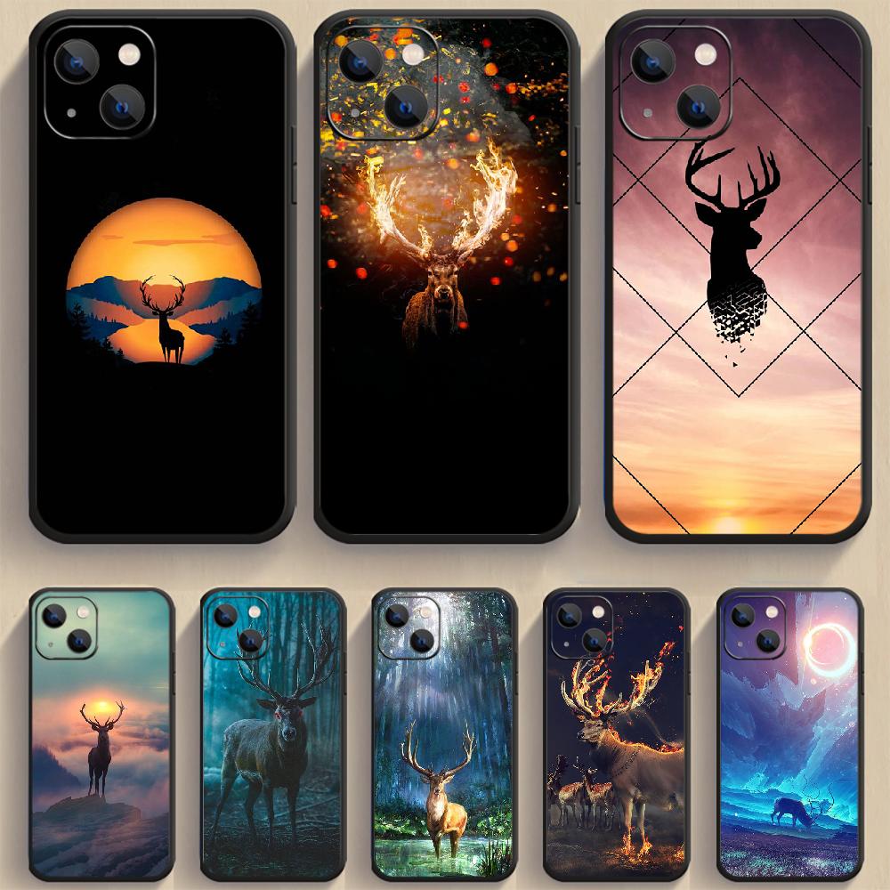 Animal Deer Antlers Phone Case For iPhone Samsung Galaxy Redmi Xiaomi Oppo OnePlus Note S A 7 8 9 10 11 12 13 14 20 21 22 23 53 54 Pro Max Plus Ultra