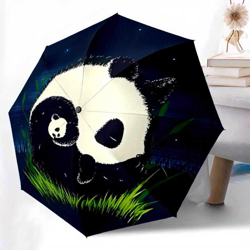 1pc Panda Night Auto Open/close, All-Season Portable Folding Umbrella for Women & Men, Travel, Everyday, Formal Events - Compact Luxury Parasol, Outdo