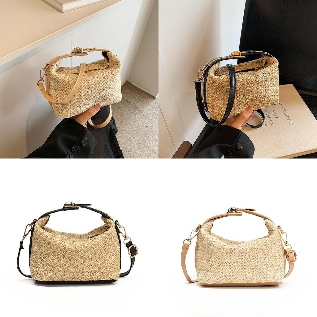 Summer Womens Woven Shoulder Bag With Zipper Closure For Casual Daily Use
