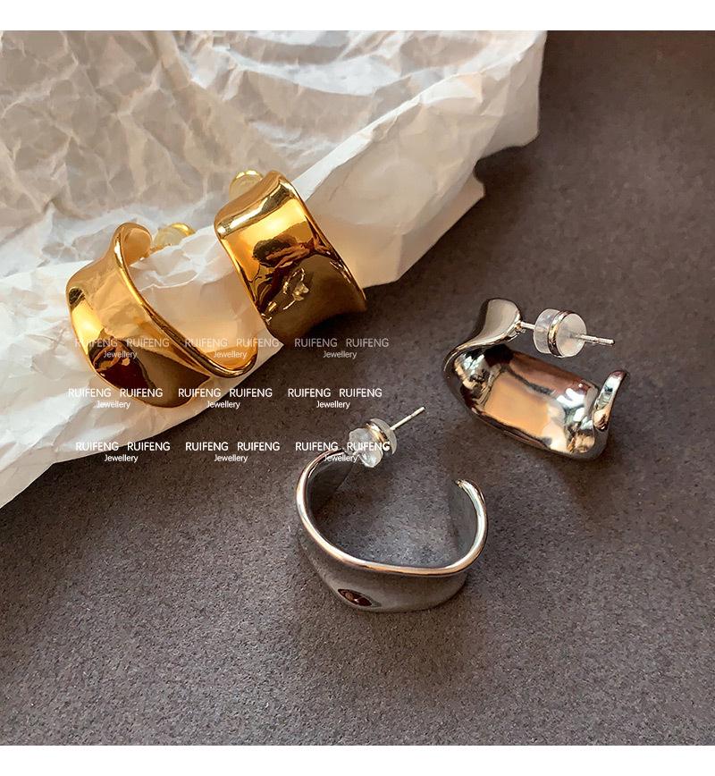 Серьги женские нерегулярной формы С из настоящего золота с гальваническим покрытием и иглой из стерлингового серебра - стиль Matsumoto Ena класса люкс