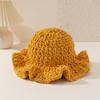 Handcrafted Knitted Beanie Cable Knit Winter Warm Bucket Hat Ruffled Edge Fisherman Hat  Outdoor