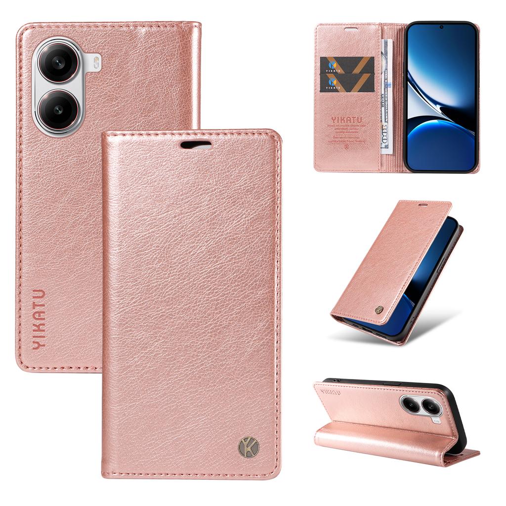 For Xiaomi Redmi Turbo 4 5G/Poco X7 Pro 5G Wallet Case YIKATU YK-006 Magnetic Closure Leather Phone Cover Litchi Texture