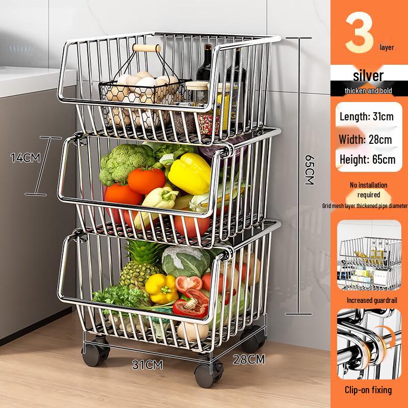 Подвижная кухонная тележка для хранения из нержавеющей стали Найцзян