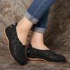 New Casual Flat Bottom Hollow Hole Shoes Women's Retro Round Toe Lucky Shoes Lazy Person Single Shoes