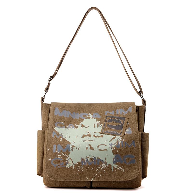 Мужская холщовая сумка, повседневная, носимая, с принтом, сумка через плечо, большая вместимость