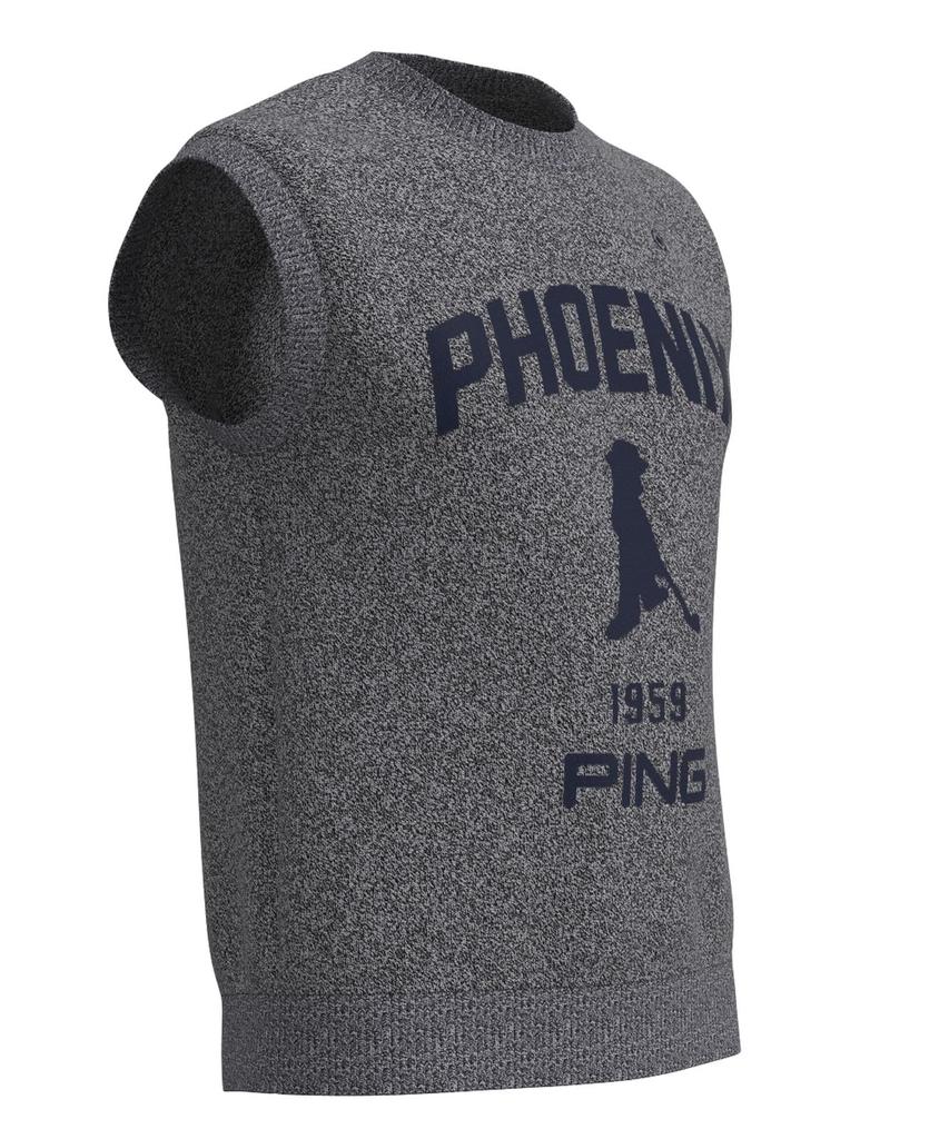 [Ping Apparel] Мужской легкий трикотажный жилет с круглым вырезом (Логотип PHOENIX x Mr.PING, увеличенный)  Golf 621-3274801 022Светлый верх Серый M