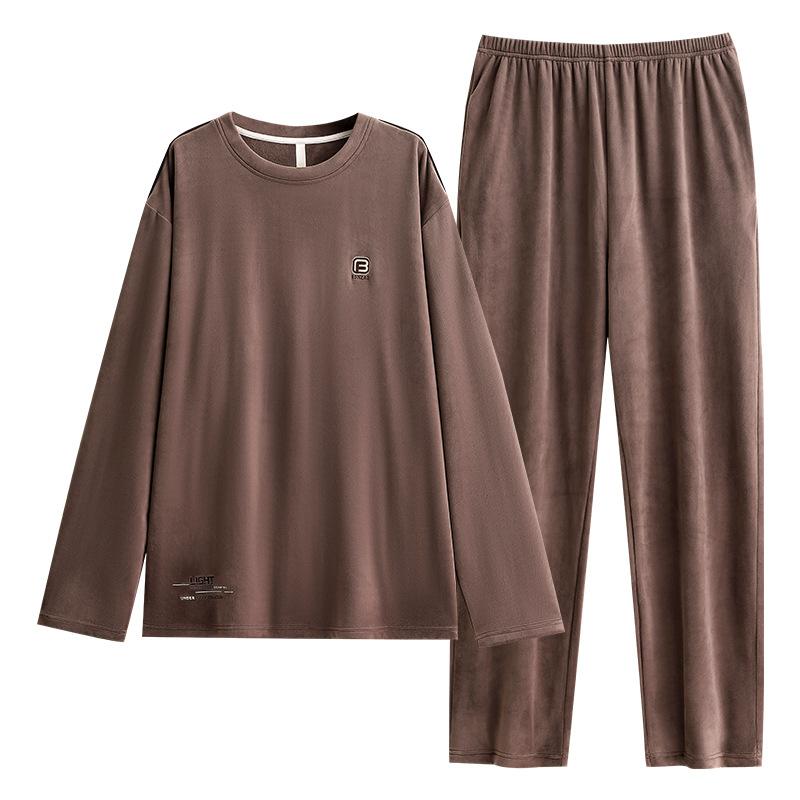 Пижама мужская осенне-зимняя зимняя островной флис коралловый флис утолщенная фланель домашняя одежда зимний пуловер