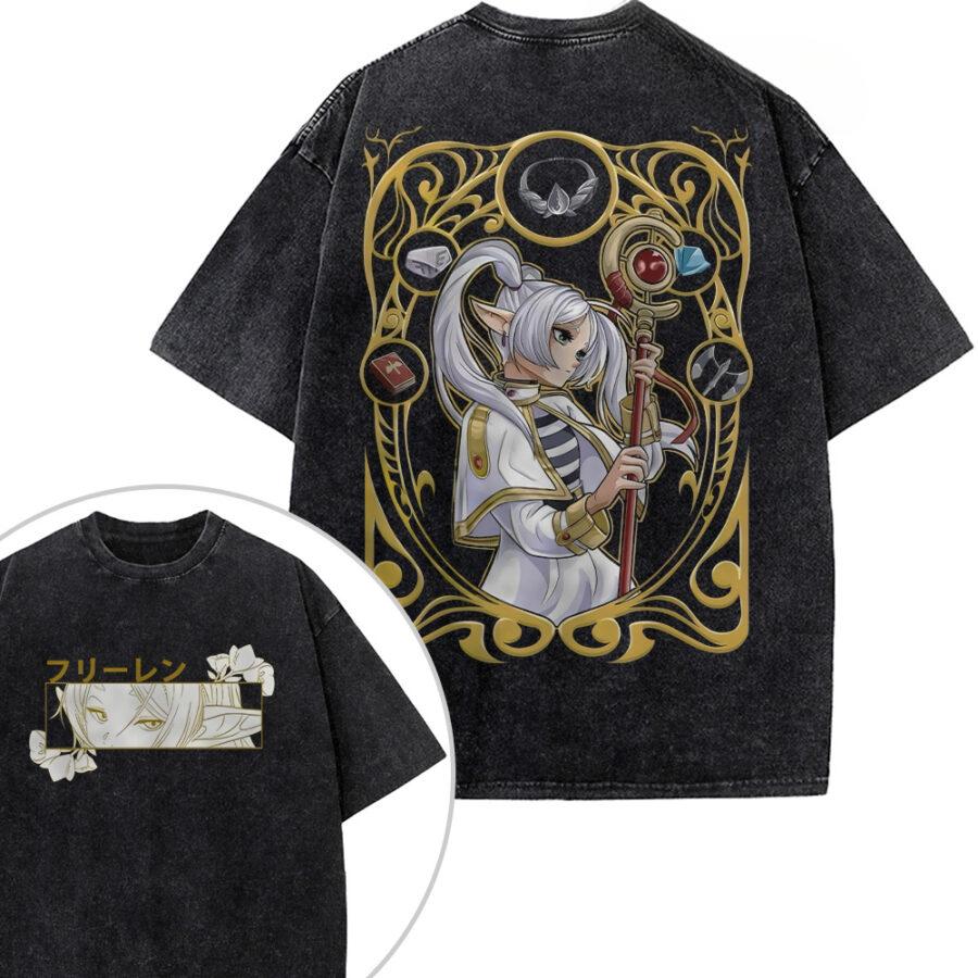 Frieren Beyond Journeys End Fern Graphic Tshirt Men Women Clothing Short Sleeve Cotton Tshirts Washed Tee Harajuku T Shirt