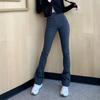 Women Tight Flares Pants Flared Slacks Dark Black High-waist Suit Slacks Trousers Casual Pants