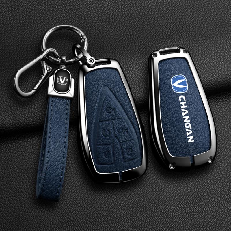 Для чехла-брелока Changan Unik Cs35Plus Cs55 Plus Cs75 Plus Oshan X7 X5 Сумка для автомобильного ключа Кожа козы Цинковый сплав Кожаная защитная C