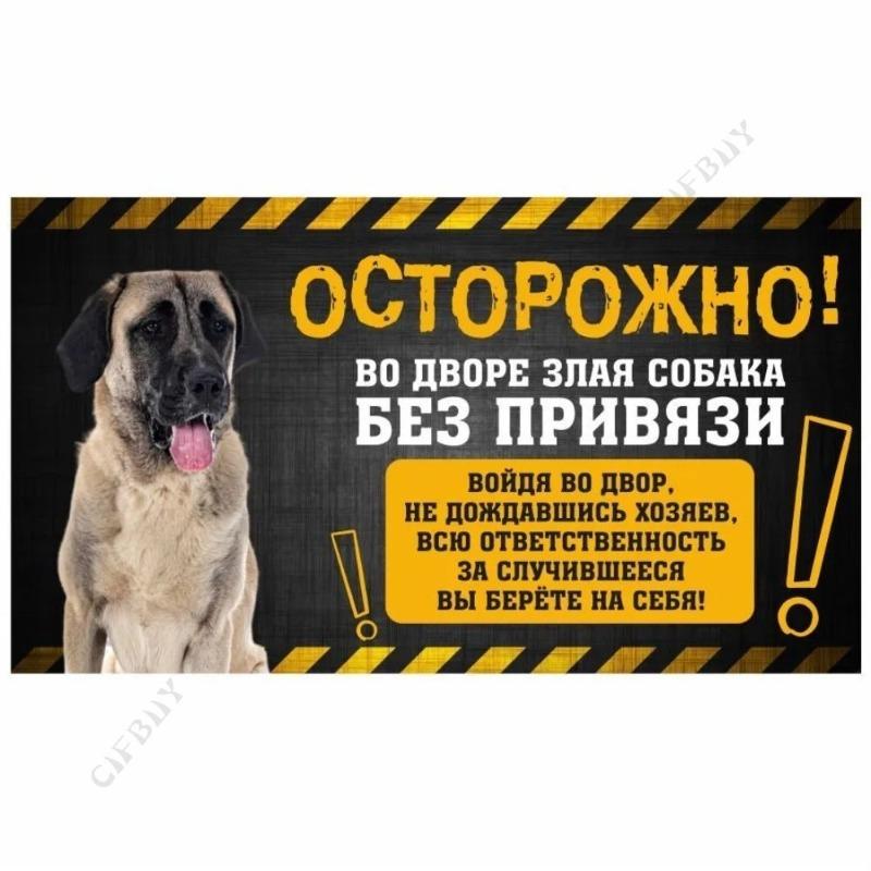 Опасная собака Смешная табличка, Предупреждение Алабай Юмористическая табличка 20x30см