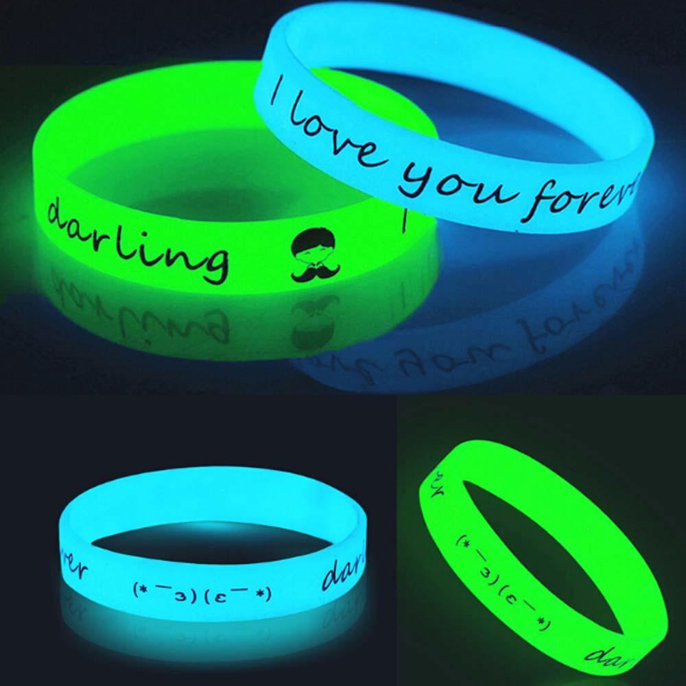 Unisex Shine Glow In The Dark Silicone Bracelet Rubber Bangle Silica Gel Luminous Wristband