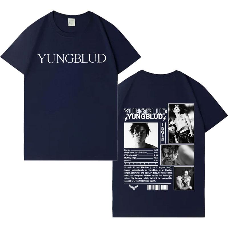 Singer Yungblud Album Print Tshrits Mens Casual Loose Pure Cotton High Quality T Shrit Aesthetic Crewneck Oversized Cozy Tshrit