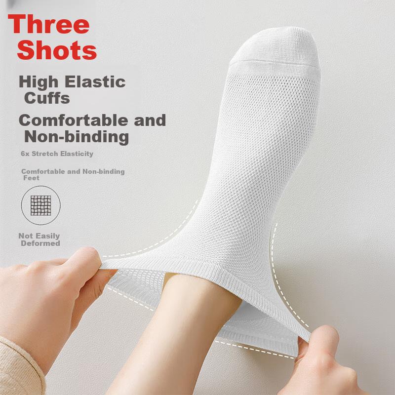 THREEGUN [Touch Series] Women's Socks, 100% Pure Cotton, Mesh Short Socks, 10A Odor-Resistant, Breathable Women's Socks