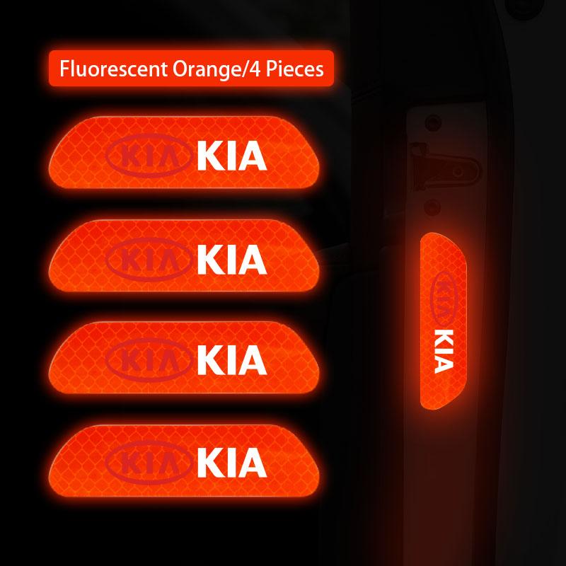 BJMISK1 4Pcs Car Stickers Door Opening Reflective Warning Sticker Valve For KIA K5 K9 Sorento Ceed Sportage Carnival Stinger Niro Soul