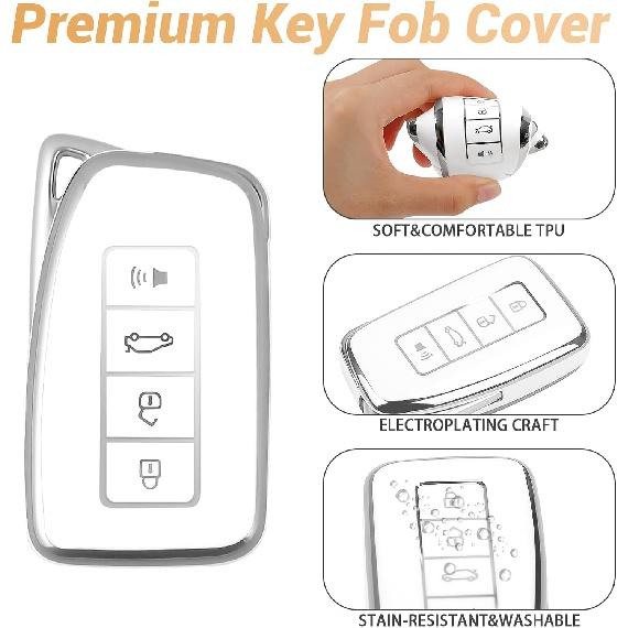 Чехол для брелока с блестящим ремешком, чехол для брелока. Защита автомобильных ключей, совместимая с Lexus RX IS ES GS LS NX RS GX LX RC LC. Держатель для смарт-ключа из мягкого ТПУ 2 3