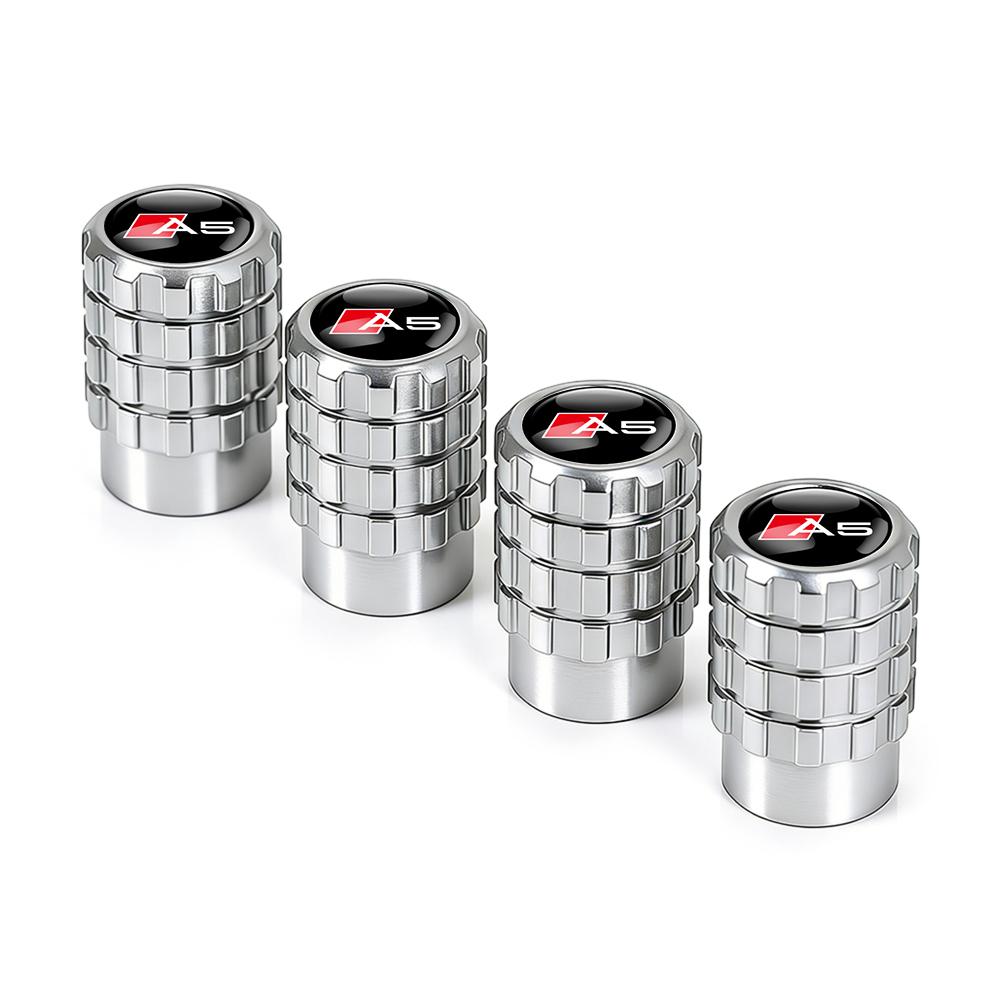 4pcs Aluminium Car Tire Valve Stems Caps Gear shaped Valve For q1 Sline TT A1 A2 A3 A4 A5 A6 A7 A8 8P B6 B7 Auto Accessories