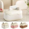 Plastic Cream Style Tissue Box Large Capacity Smooth Edge Paper Towel Holder with Built In Spring Decorative Tissue Dispenser