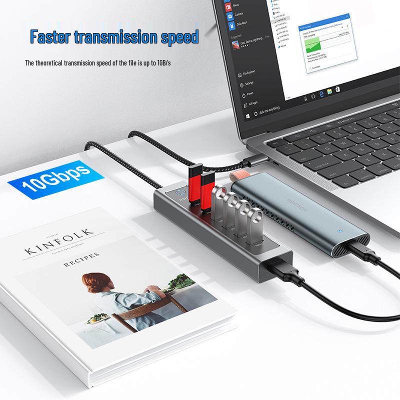 7-портовый USB-C док-станция-разветвитель: USB 3.2 Хаб для ноутбука 7-в-1 Адаптер