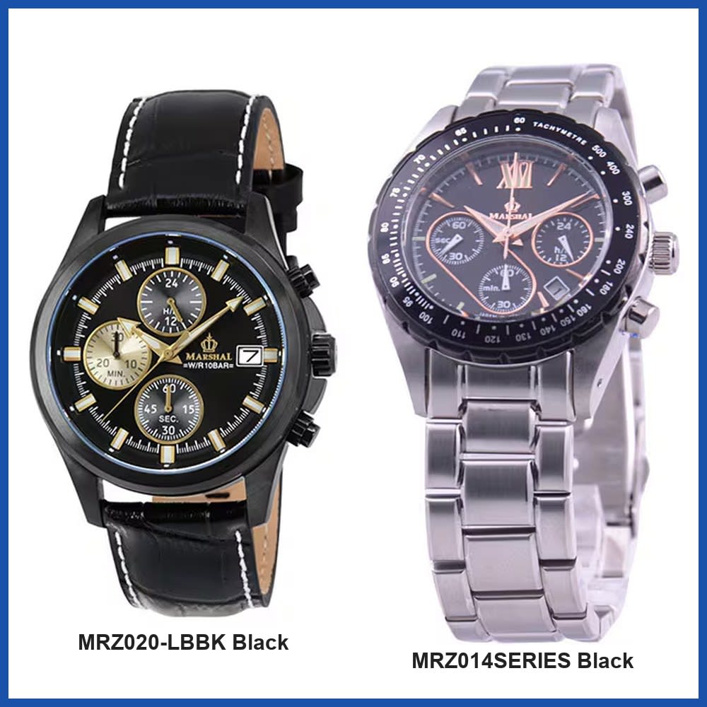 MARSHAL MRZ Series Men's Quartz Wrist Watch - Black / Silver MRZ020-LBBK MRZ014SERIES Gift Casual Business Sports Student