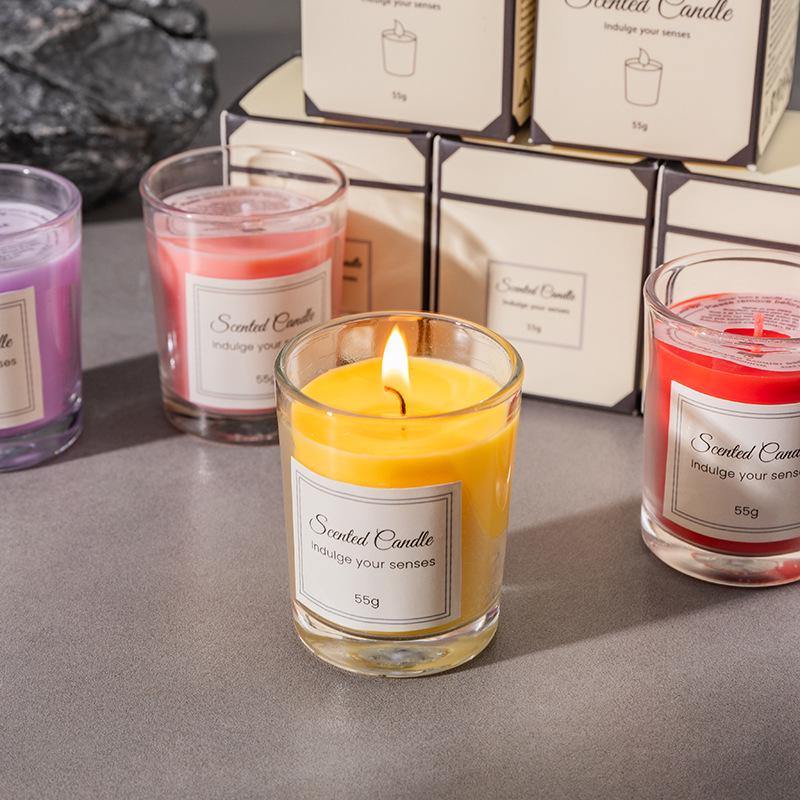 Cross-Border Aroma Candle: Long-lasting Soy Wax in Glass Cup for Home and Hotel Use