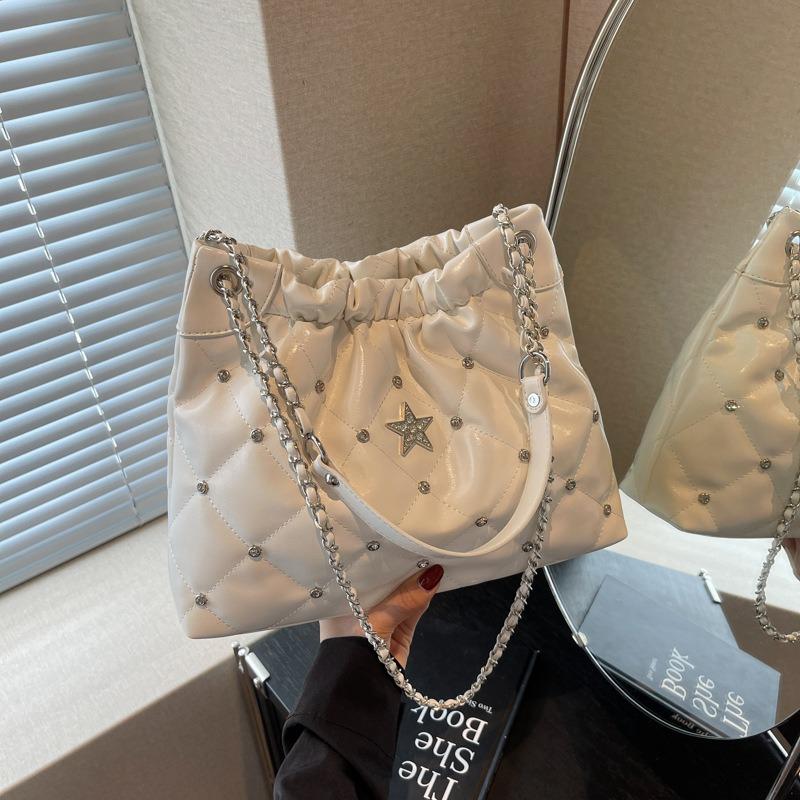 Маленькая сумка на цепочке с ромбовидным узором, женская новая модная ретро сумка-ведро, универсальная повседневная сумка-мессенджер