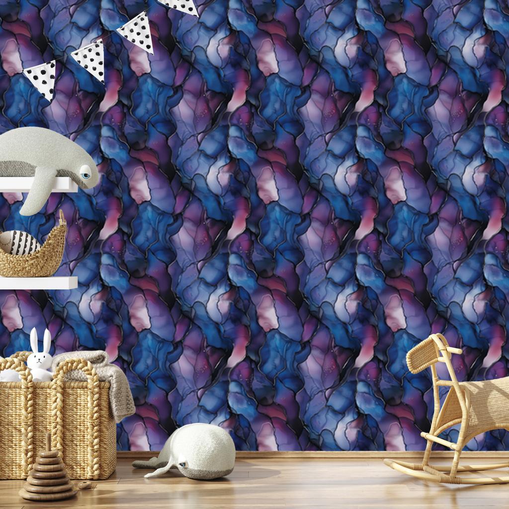 Navy blue, blue, violet and indigo ink wallpaper 50x1000