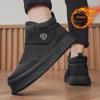 Men's Winter Velcro Snow Boots: Warm, Thick Velvet, Mid-Cut, Trendy High-Top Sneakers.