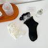 Милые женские носки средней длины с бантом и оборками, черные, белые, JK Lolita, летние, тонкие, короткие носки Harajuku Kawaii