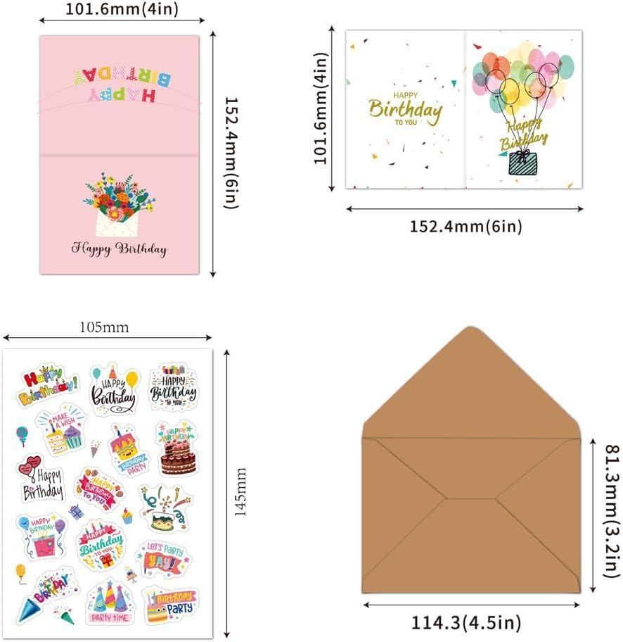 20 Pieces/set Cute Cartoon Birthday Cards with Envelope Sticker Birthday Party Invitation Greeting Card