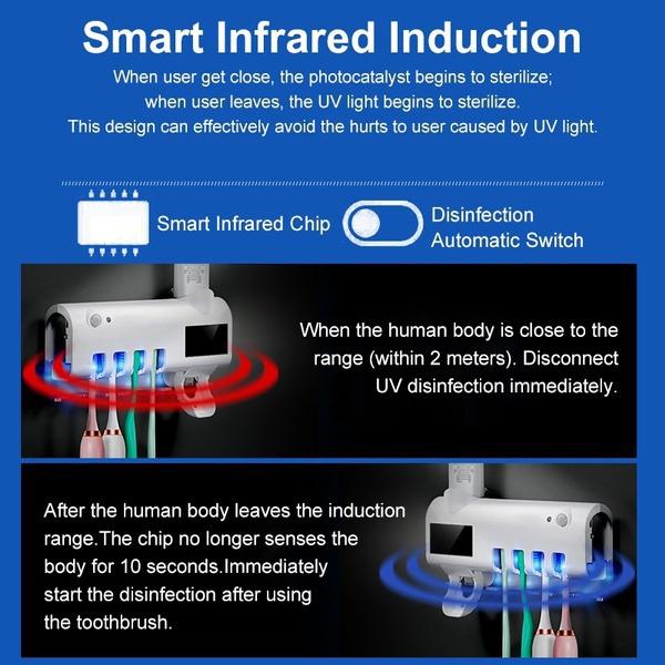 Efficient Intelligent Double Sterilization Toothbrush Sterilizer, Frame, Automatic Toothpaste Squeezer